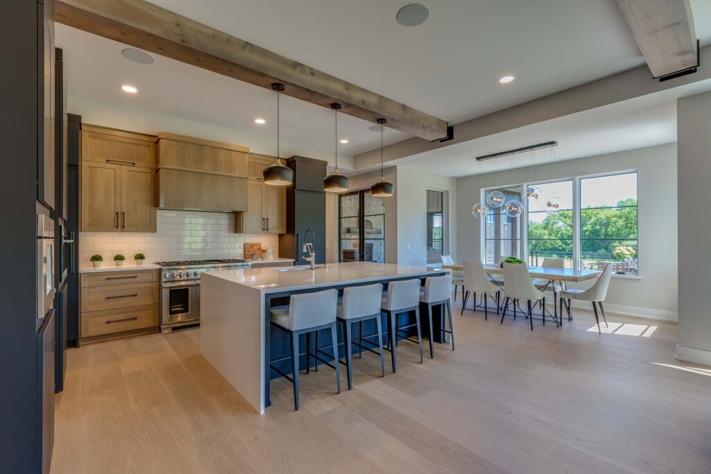 Open kitchen with natural wood