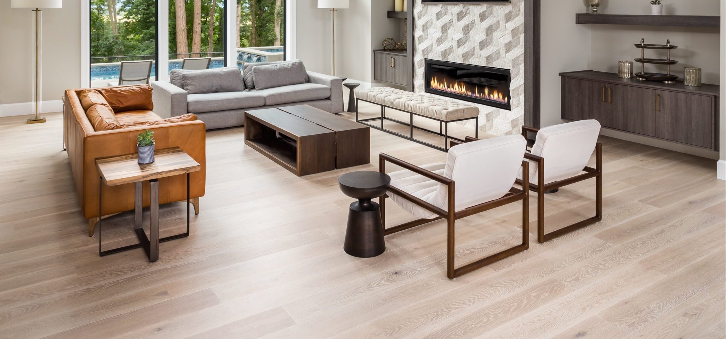 living room with fireplace