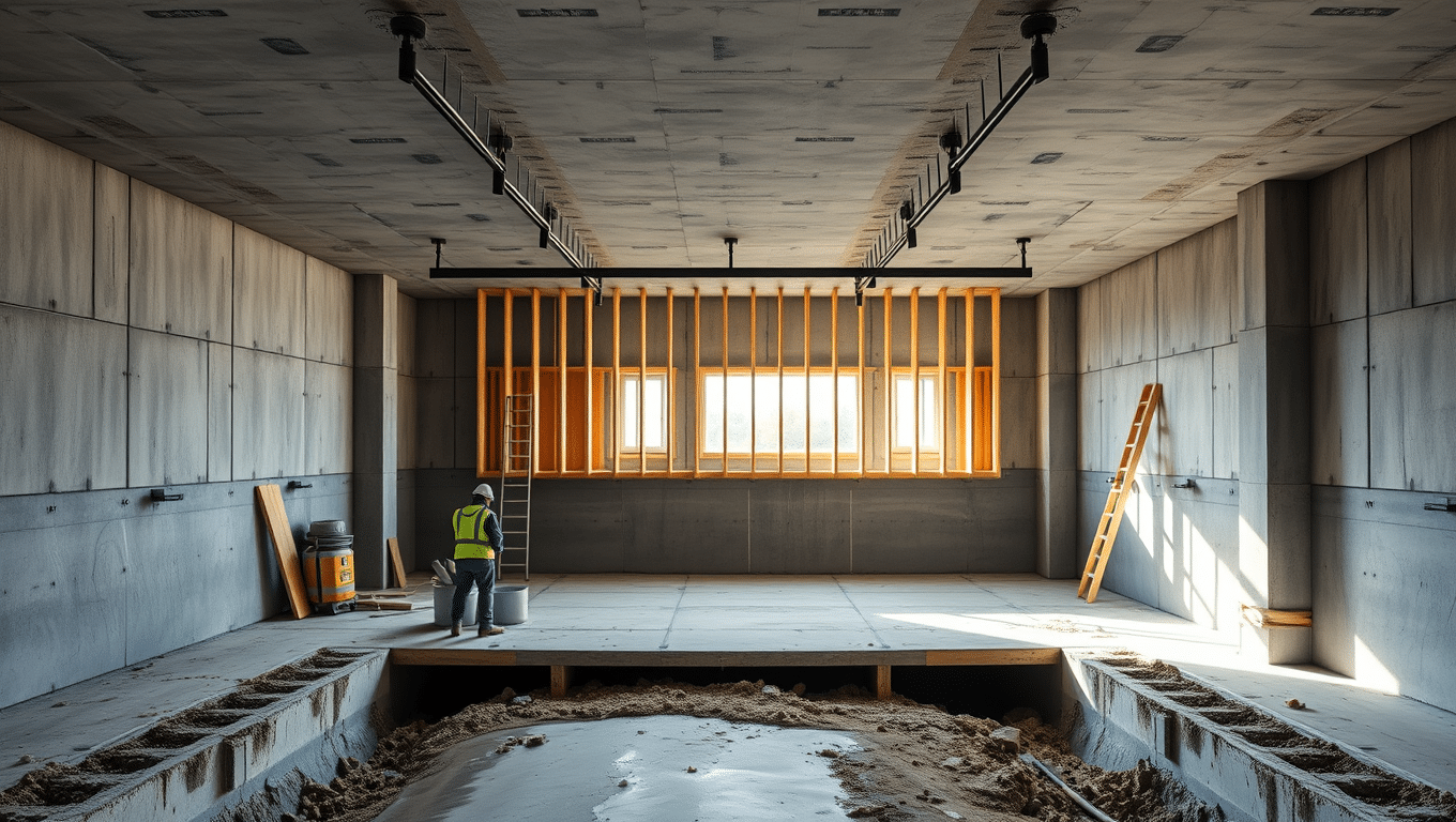Garage construction Montreal concrete foundation and framing by Nael Construction