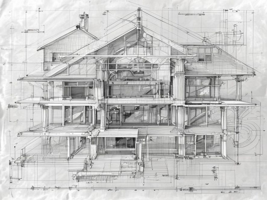 Architectural blueprint for home extension construction plans