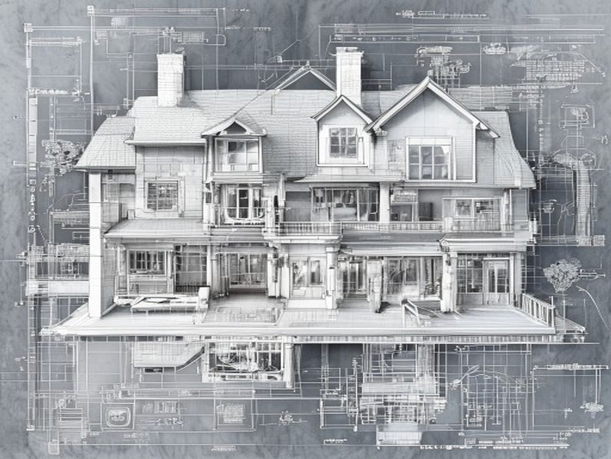Plan architectural agrandissement maison dessin technique permis