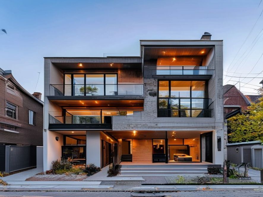 Modern two-storey house extension Montreal construction