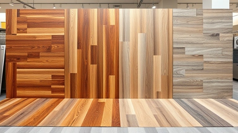 Different flooring samples comparison display